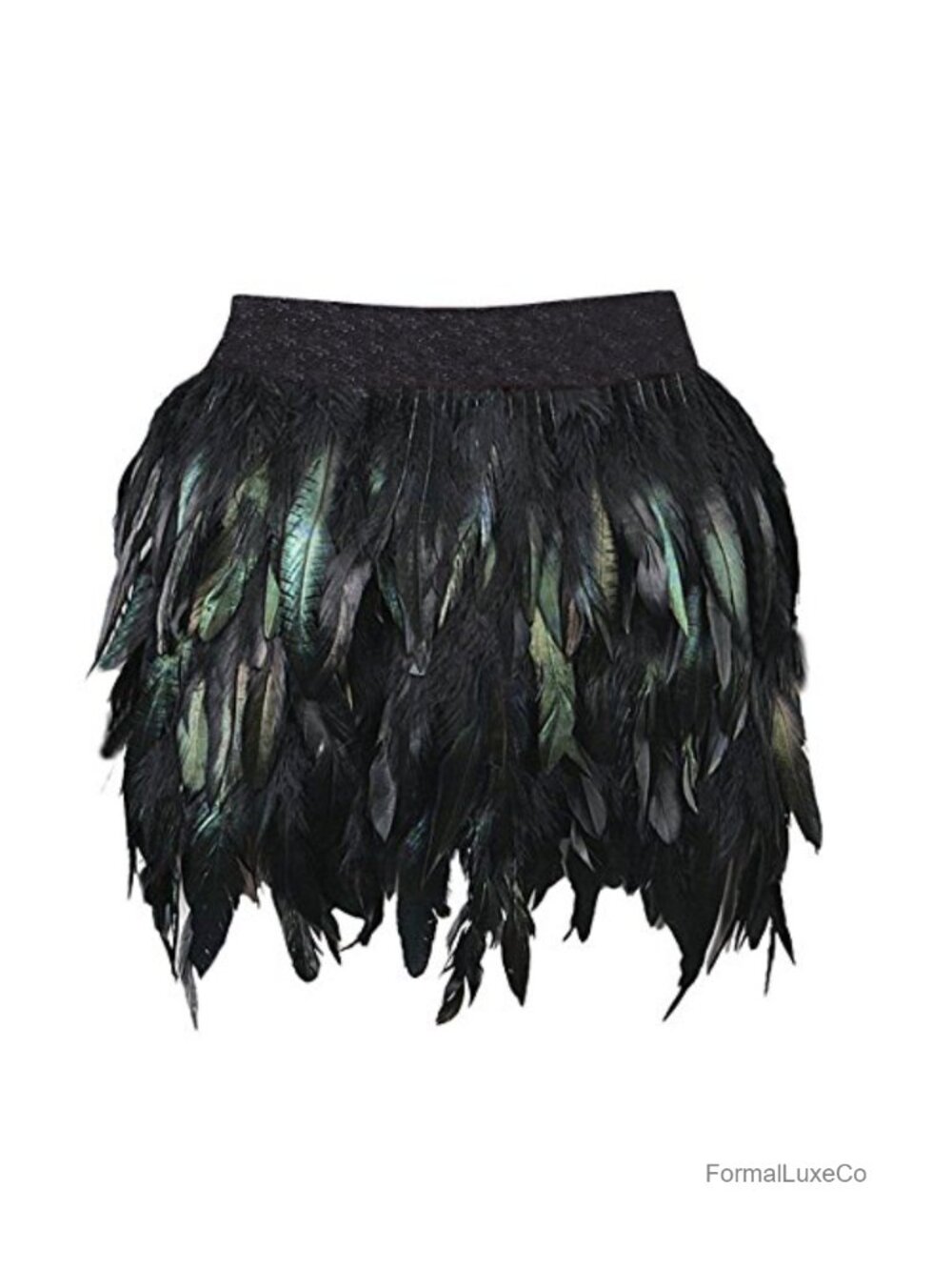 Faux Feather A Line Mini Skirt Handmade Stretch Mid Waist Dance Casual
